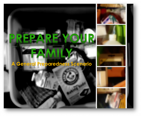 Collage showing blurred images of To-Go Emergency Kits